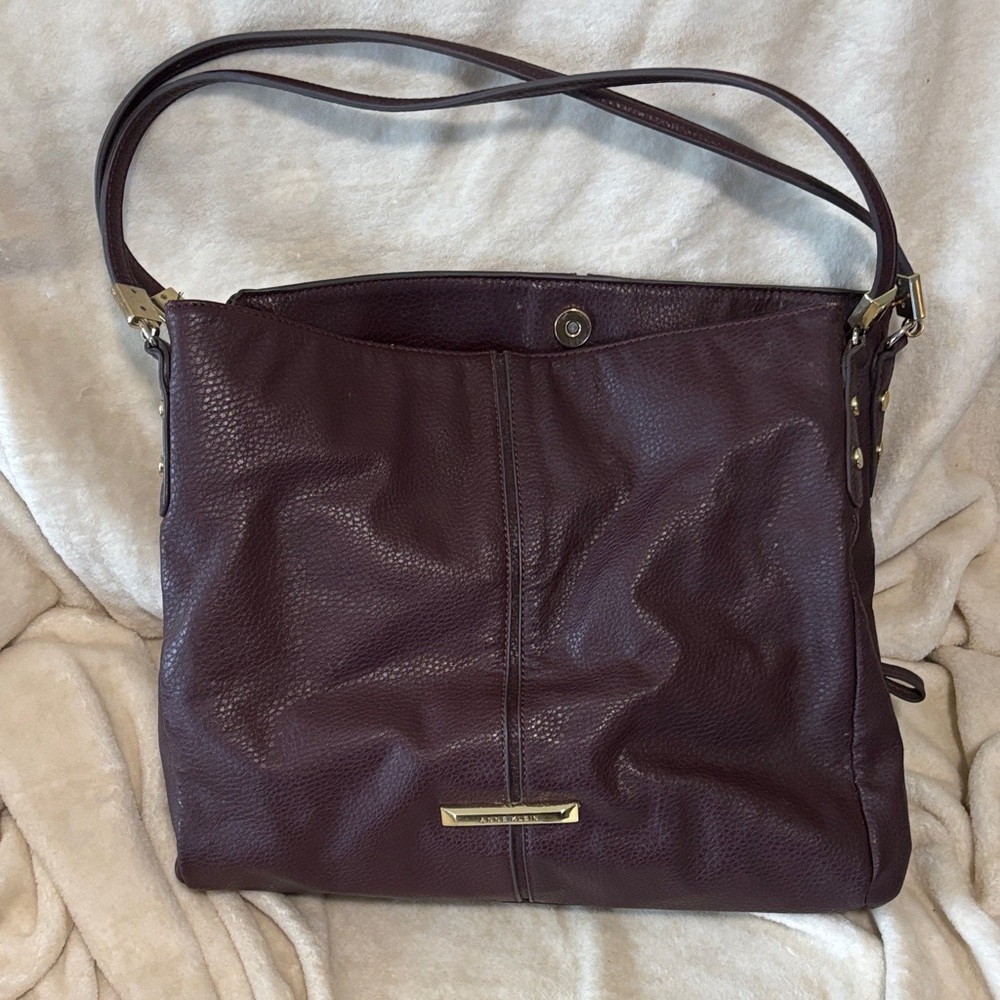 Anne Klein Purple Faux Pebble Shoulder Bag